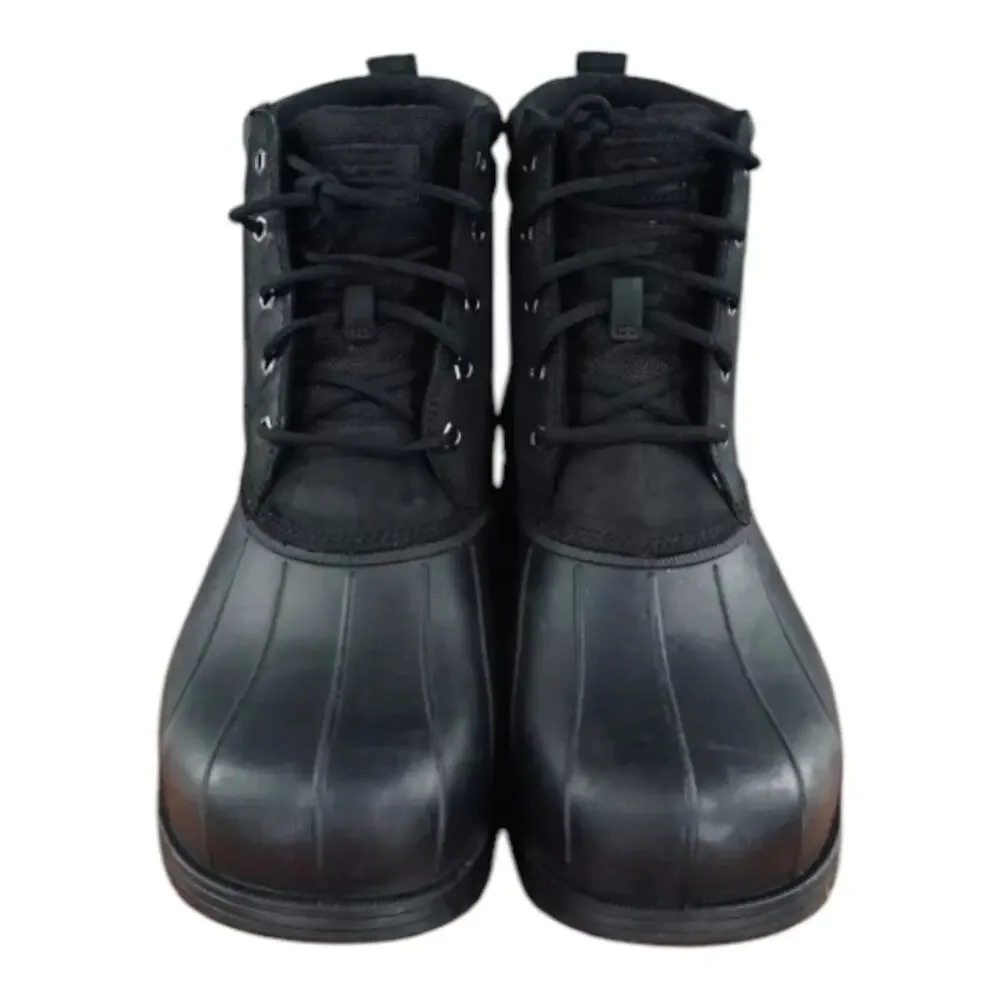 UGG Gatson Mid Shoes Mens Size 10 Black Leather Rubber Lace Up Mid‎ Rain Boots